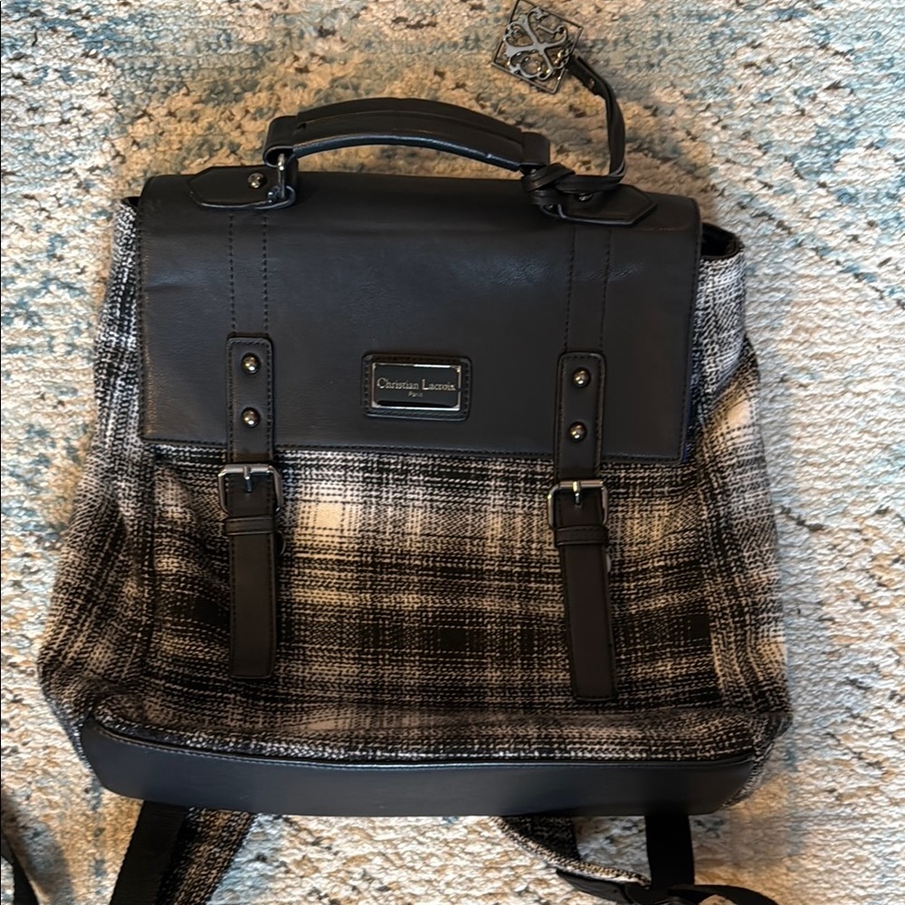 Christian Lacroix Black and Gray Backpack with Structured Design